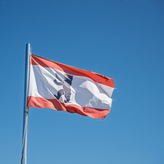 Die Landesflagge von Berlin weht im Wind