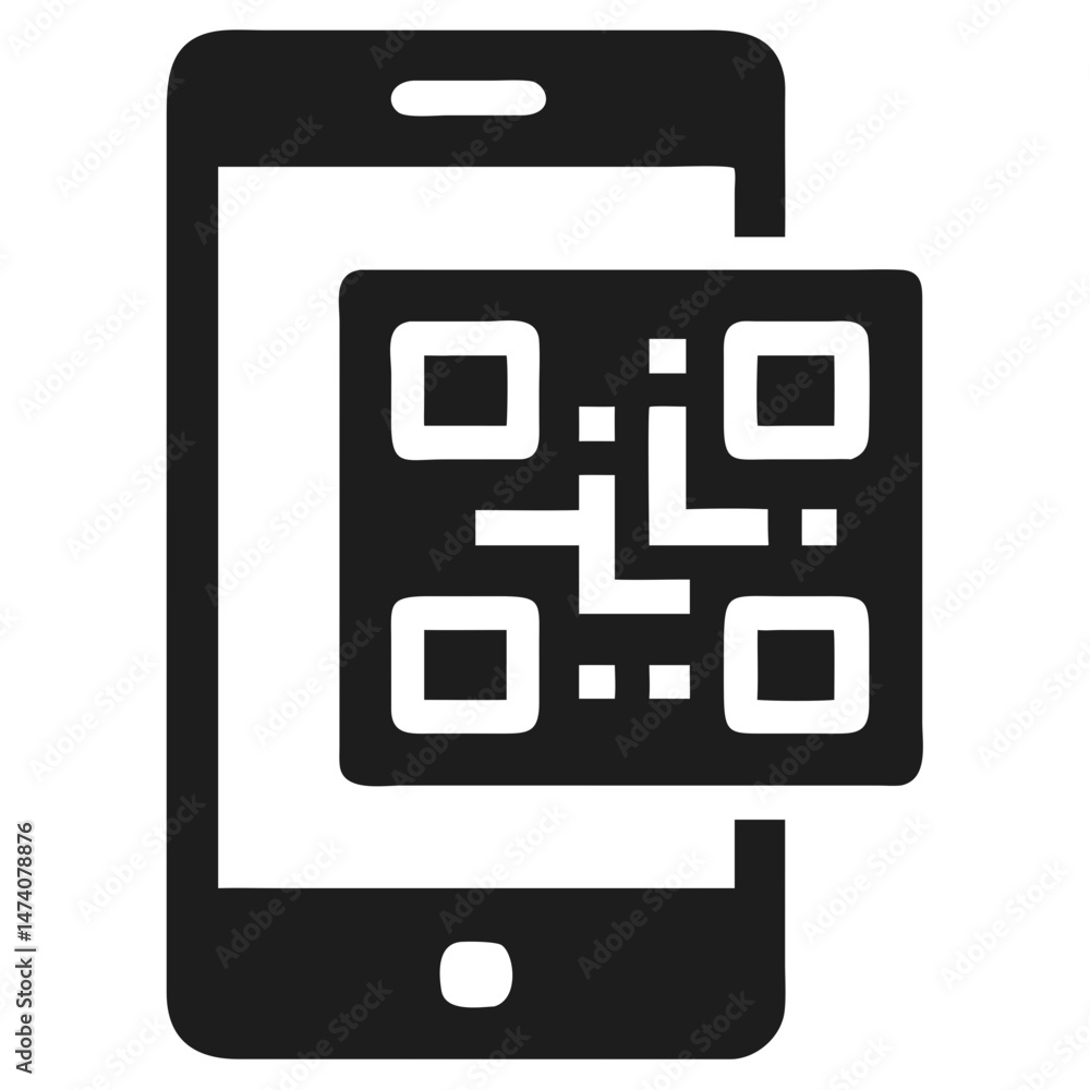 Poster black silhouette of a smartphone displaying a qr code for easy payment processing