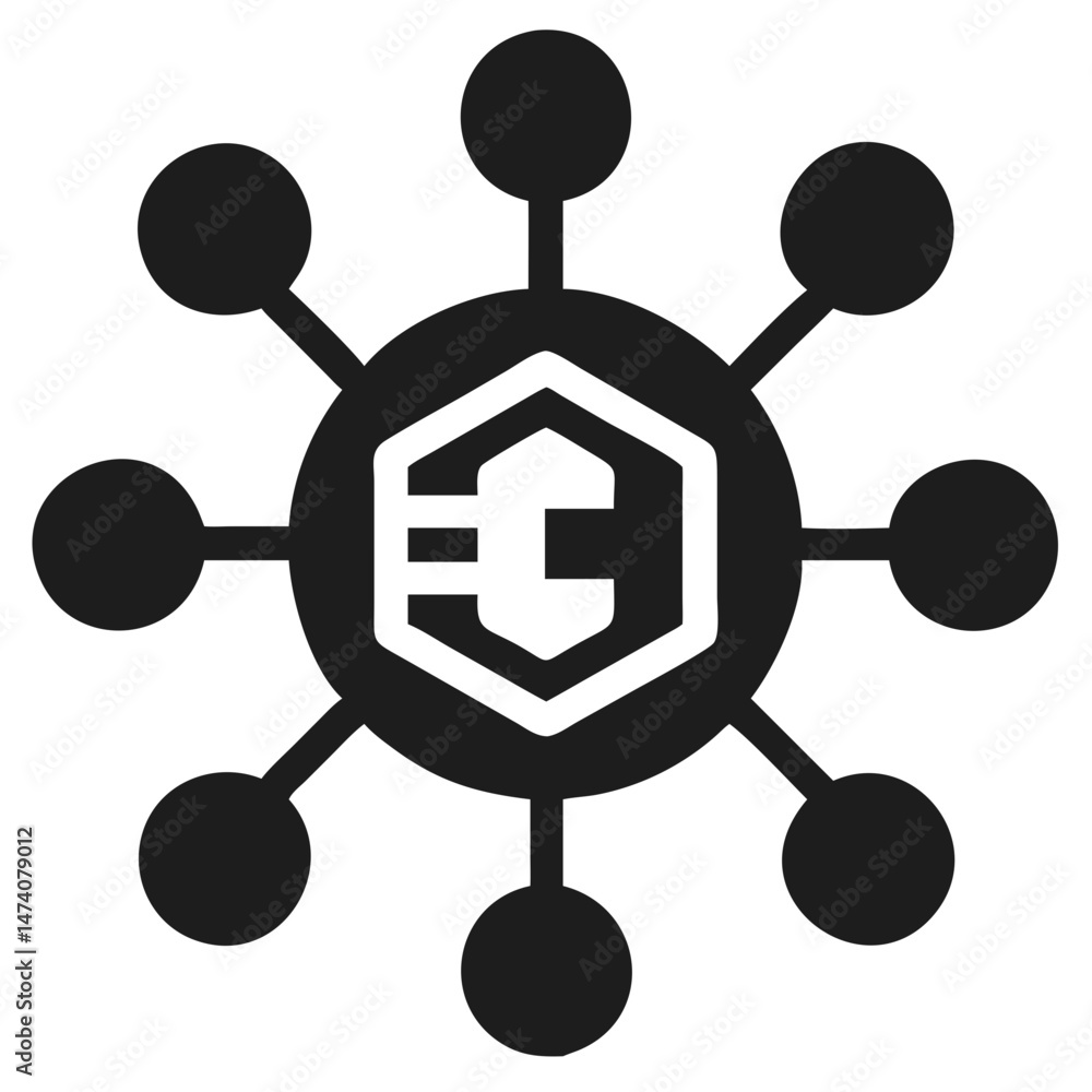 Aufkleber cryptocurrency coin network connection vector silhouette icon illustrating digital blockchain financ
