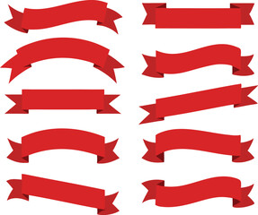 Obraz premium Red ribbons set. Red banners. Vector illustration