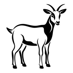Detailed black silhouette of a standing goat farm animal vector design