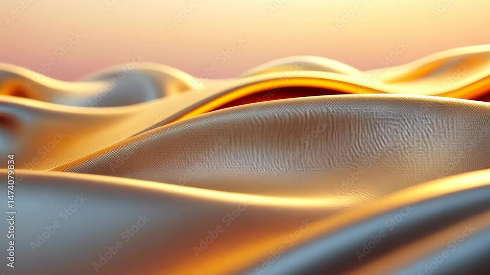 Poster smooth golden fabric waves shimmer in light, creating serene and elegant texture.