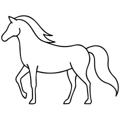 Majestic black horse silhouette standing proudly in a rural landscape scene