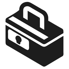 Isometric vector icon of secure payment gateway with lockbox in elegant black shape