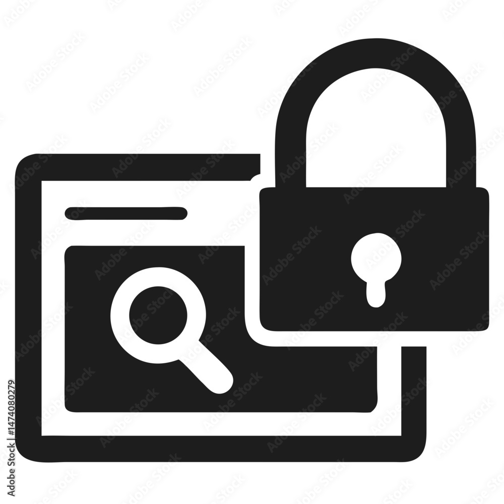 Poster secure online transactions and data protection with a padlock icon silhouette design