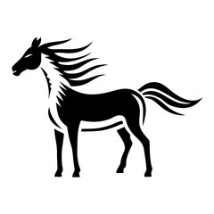 Silhouette of a horse in a rural setting against a transparent background vector