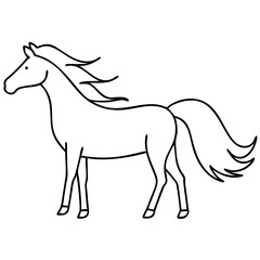 Silhouette of a majestic horse standing in a rural landscape vector design