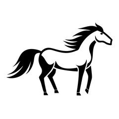 Silhouette of a majestic horse standing in a rural outdoor setting design