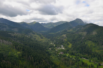 Landscape of the Tatra Mountains in the summer, view from the top of Mount Nosal. Beautiful panorama of the polish mountains, Zakopane, Poland
