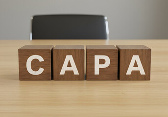 Capa corrective and preventive action process wooden blocks business quality management concept image