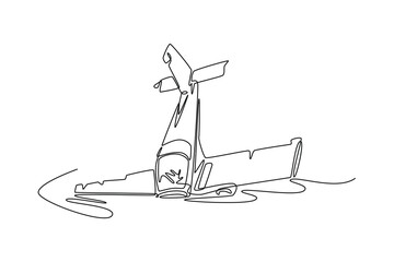  Plane Crash concept. Full length animation illustration. High quality 4k footage
