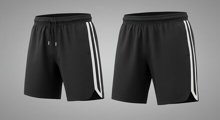 Black athletic shorts with white stripes for sports and leisure