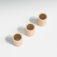 eco-freindly cylindrical paper packaging with clear window, brown craft paper gift box with window display, luxury corrugated paperboard packaging, small size kraft paper bottle tube mockup
