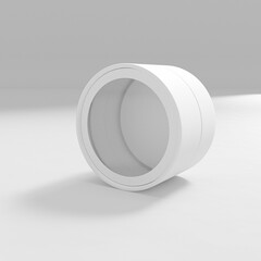 cylindrical paper tube with clear window lid, luxury gift box with top lid window display, paper tube packaging mockup, white paperboard tube packaging, round paper box, tin can paper food packaging