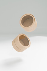 eco-freindly cylindrical paper packaging with clear window, kraft paper tube transparent window lid, brown craft gift box with window display, luxury corrugated paperboard packaging,l tin can paper