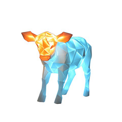 Illuminated Geometric Calf Sculpture Modern Low-Poly Animal Art