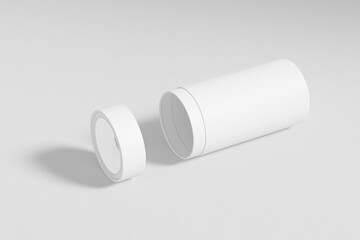 cylindrical paper tube with clear window lid, luxury gift box with top lid window display, paper tube packaging mockup, white paperboard tube packaging, round paper box, tin can paper food packaging