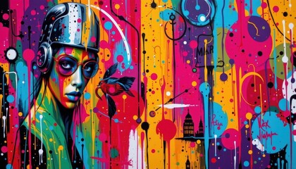 abstract painted colorful background with street graffiti art style vibrant colors texture rich detail for urban culture wall art branding and creative backdrop concepts