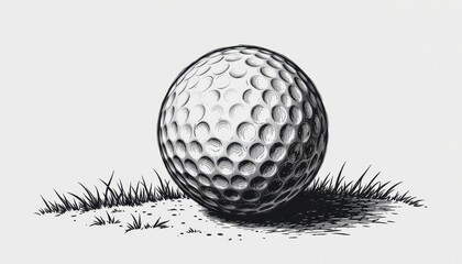 png engraved style hand drawn golf ball illustration isolated on white background vintage etching style detailed sketch for product packaging poster print branding design