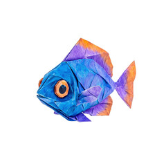 Vivid Origami Fish Blue, Purple, and Orange Aquatic Art