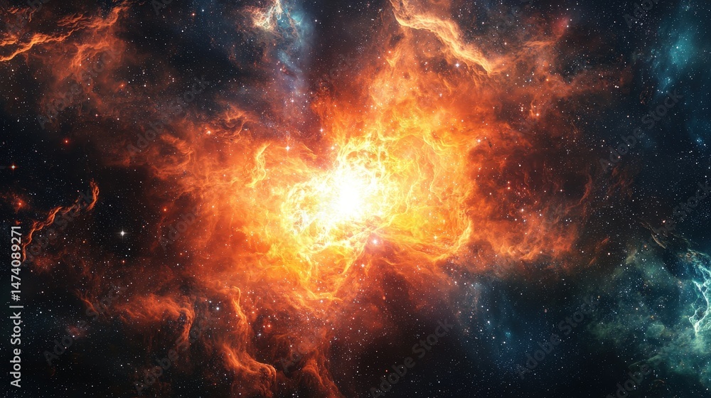 Canvas Prints vibrant cosmic explosion in deep space with colorful nebula swirls