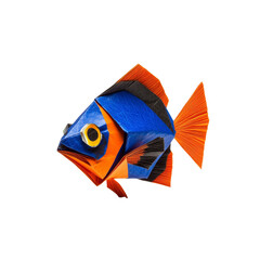 Vibrant Origami Fish Blue and Orange Aquatic Art