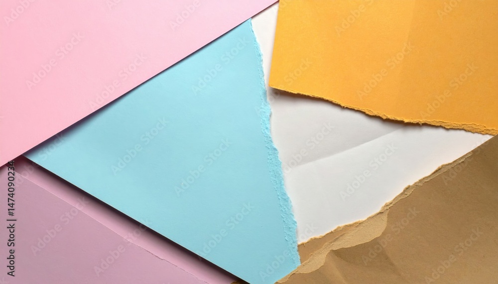 Poster creative paper art project studio workspace visual content colorful environment top-down view artist