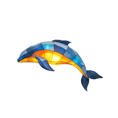 Illuminated Stained Glass Dolphin Lamp - Ocean Life Art