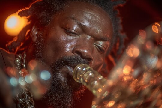 In a manufacturing or production workshop, a black male artisan is involved in the design, glassblowing, and shaping process, showcasing craftsmanship