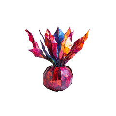 Vibrant Origami Beetroot with Colorful Leaves - Artistic Abstract Plant