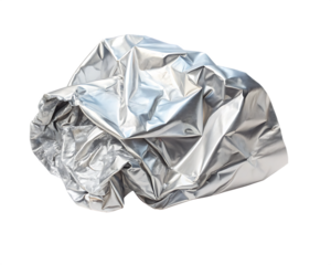 crumpled aluminum foil isolated on white background, PNG