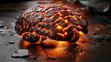 Illuminated Brain Model with Glowing Circuitry Design - Powered by Adobe