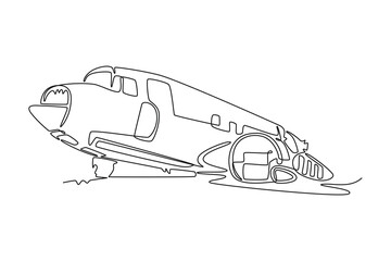  Plane Crash concept. Full length animation illustration. High quality 4k footage