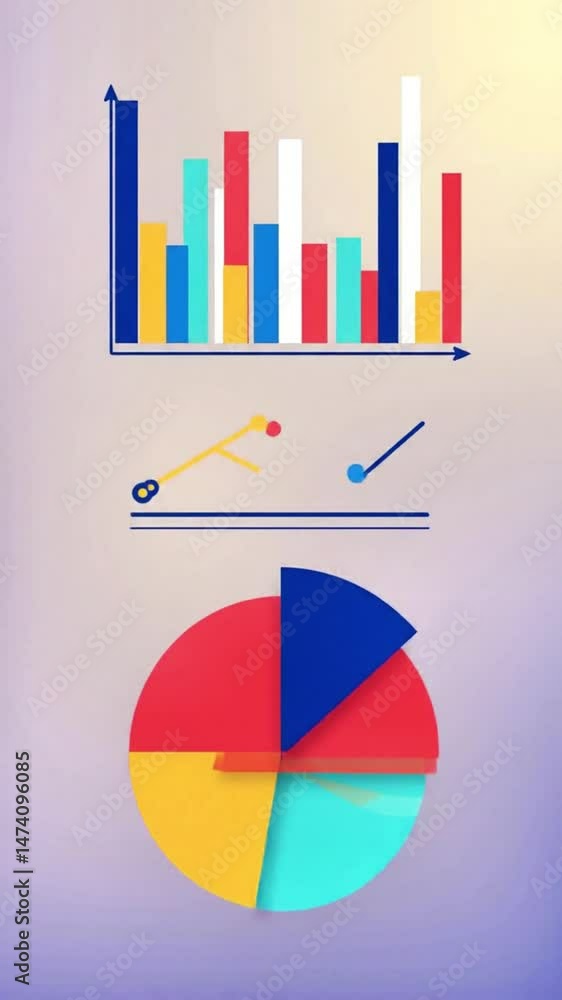 Aufkleber colorful graphs and charts illustrating data trends and analysis with vibrant bars and pie sections 
