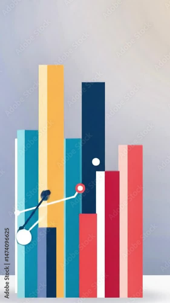 Poster abstract minimalist composition with vertical bars in vivid colors against soft background for creat