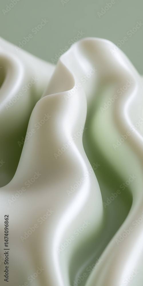 Poster flowing delicate waves on soft pastel green tones . elegant dynamic waves on gradient background