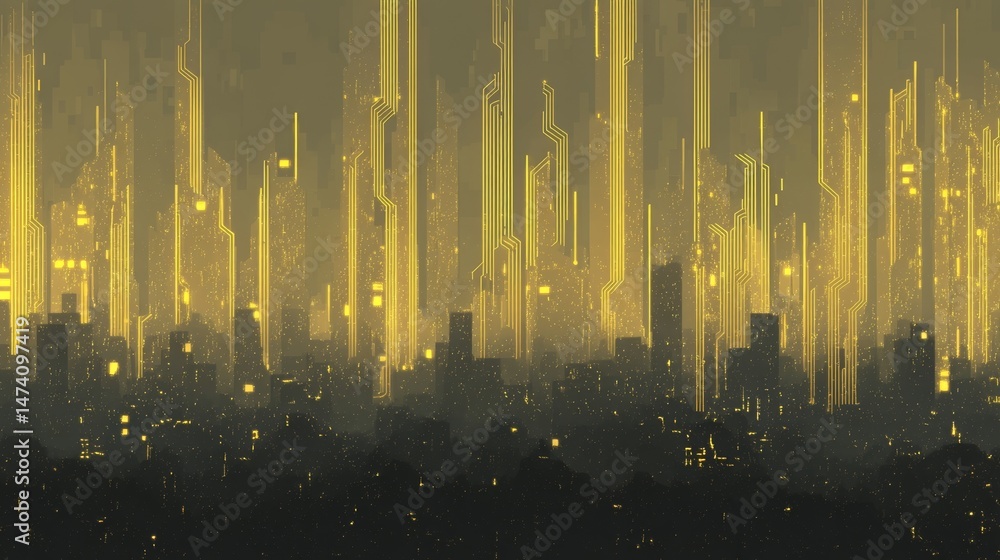 Poster stock abstract gold patterns form a technology background