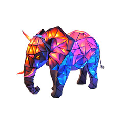 Luminous Geometric Elephant A Vibrant 3D Polygonal Render
