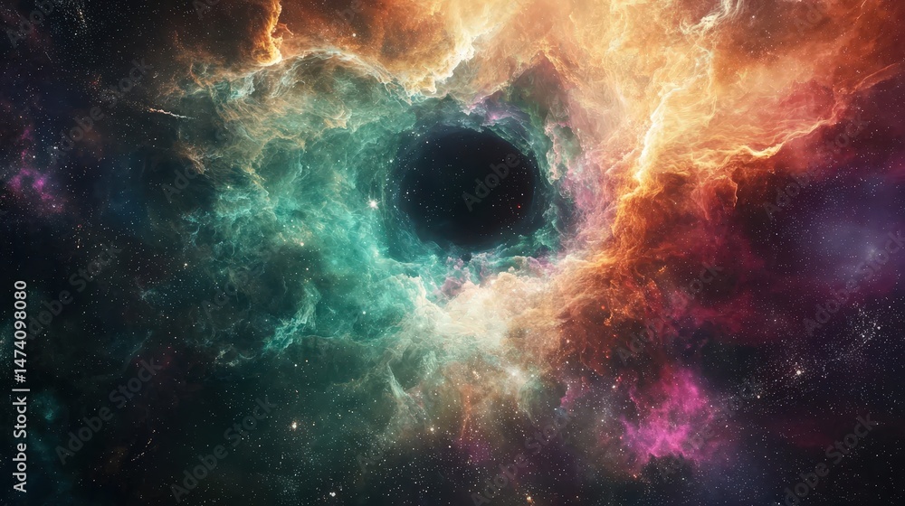 Canvas Prints cosmic nebula with vibrant colors and deep black void in space
