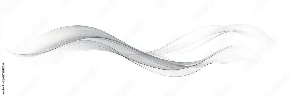 Aufkleber Abstract Flowing Wave Lines on a White Background. Gray Smoke. Dynamic Flow. Delicate Lines.