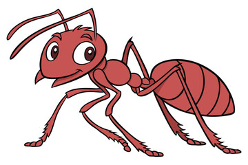 132 ant, insect, arthropod, red, cartoon-style, large eyes, detailed texture, photorealistic, dynamic pose, 3D render