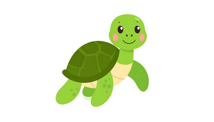 Naklejka premium Cute Baby Turtle Swimming in the Ocean, Simple Watercolor Illustration in Soft, Tender Colors with Defined Edges and No Background 