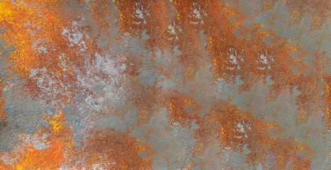 Orange-silver metal sheet interspersed with black elements. Mockup for design