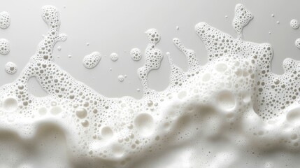 A realistic background featuring foam, which includes shiny water bubbles and white suds, usually produced by shampoo or shower gel, isolated for visual emphasis