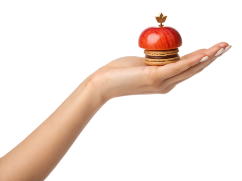 female hand holding something, isolated on white background, PNG