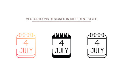 4th July icon design with white background stock illustration