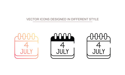 4th July Calendar icon design with white background stock illustration