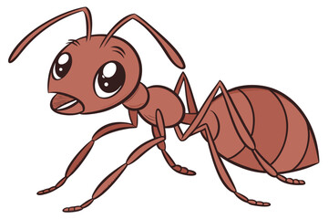 132 ant, insect, arthropod, red, cartoon-style, large eyes, detailed texture, photorealistic, dynamic pose, 3D render