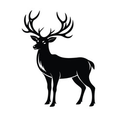 Obraz premium Deer silhouettes set vector illustration, black deer silhouette icon bundle 