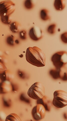 Fototapeta premium Closeup of single hazelnuts, minimalist style